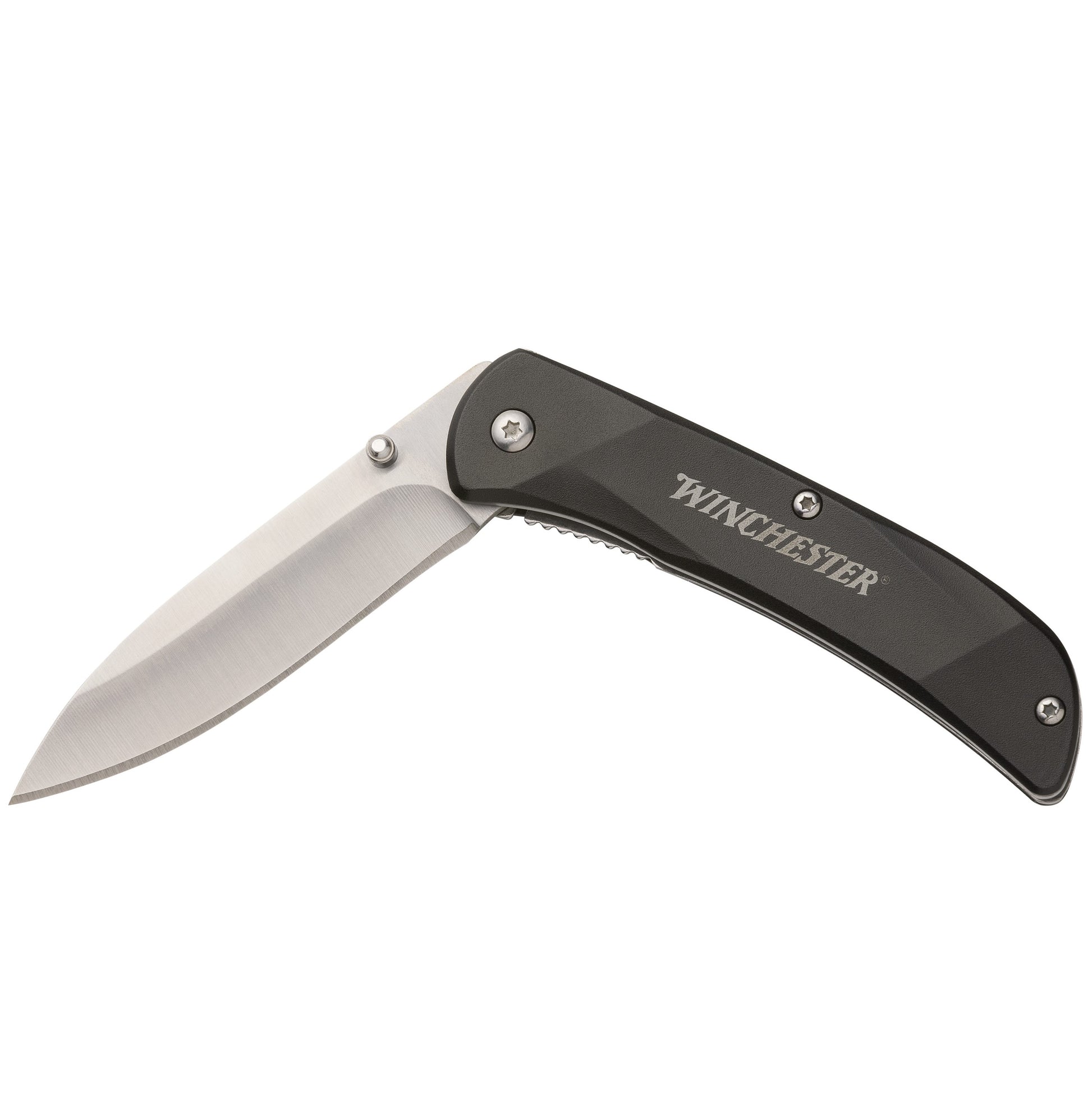 black aluminum folding knife hinged