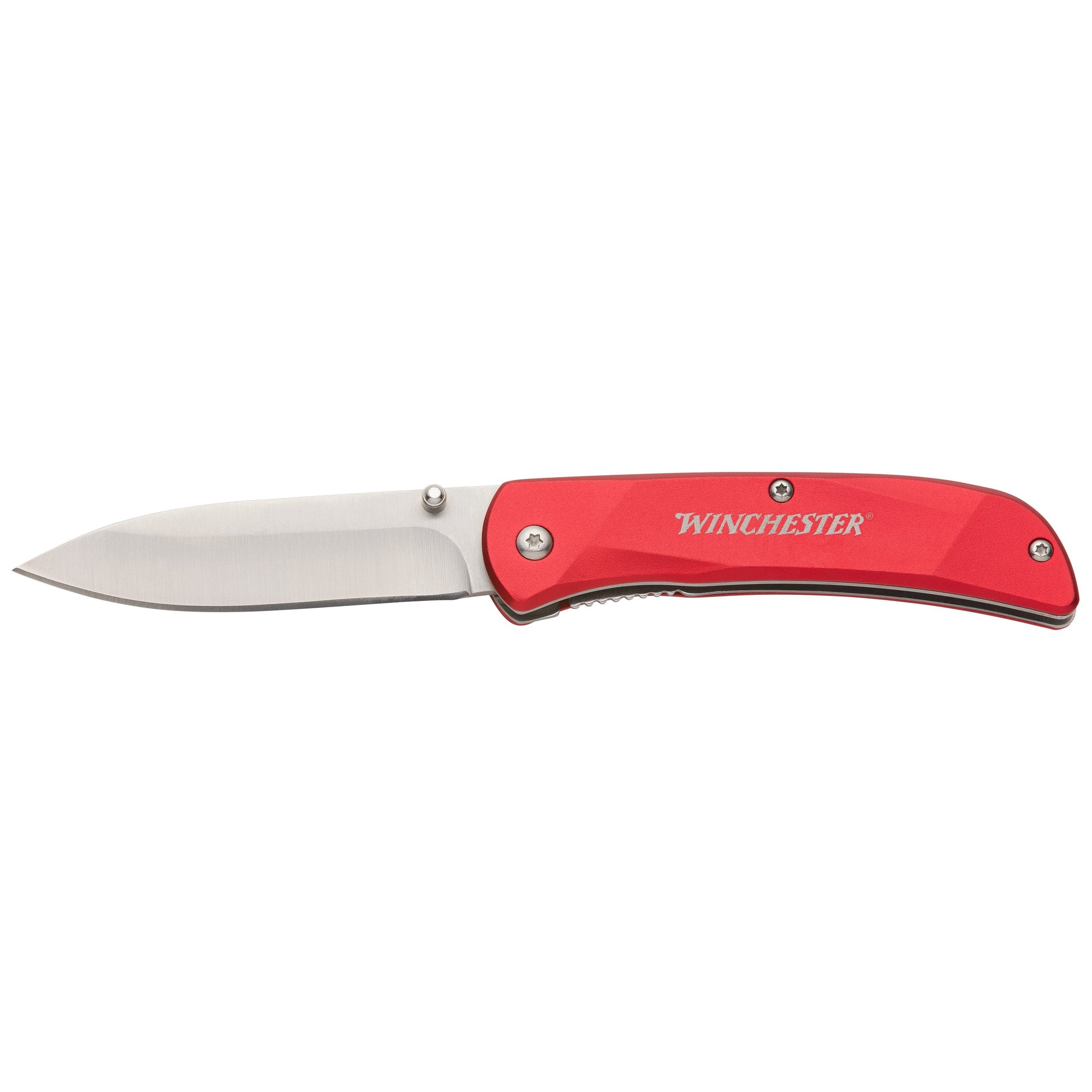 red aluminum folding knife open