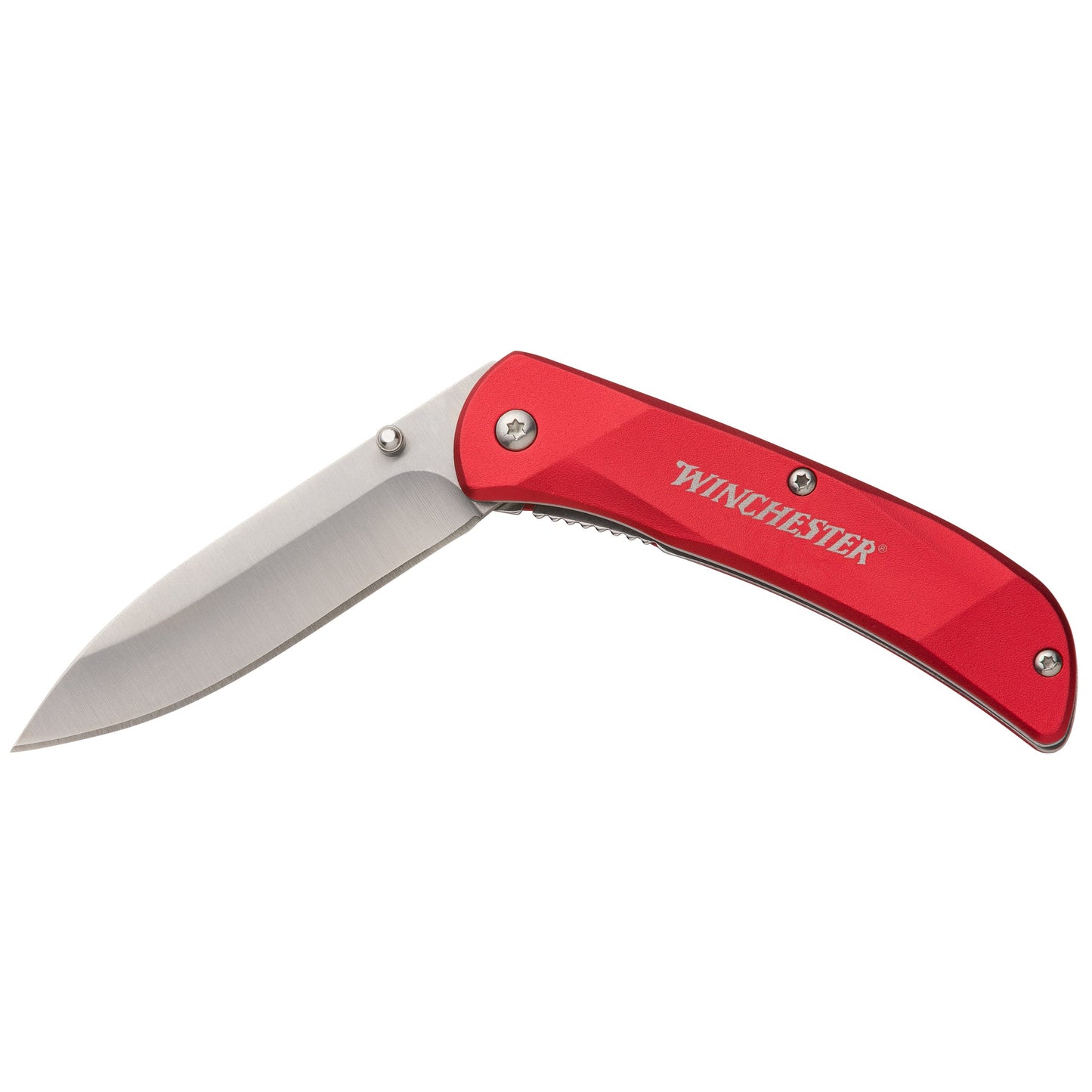 red aluminum folding knife hinged