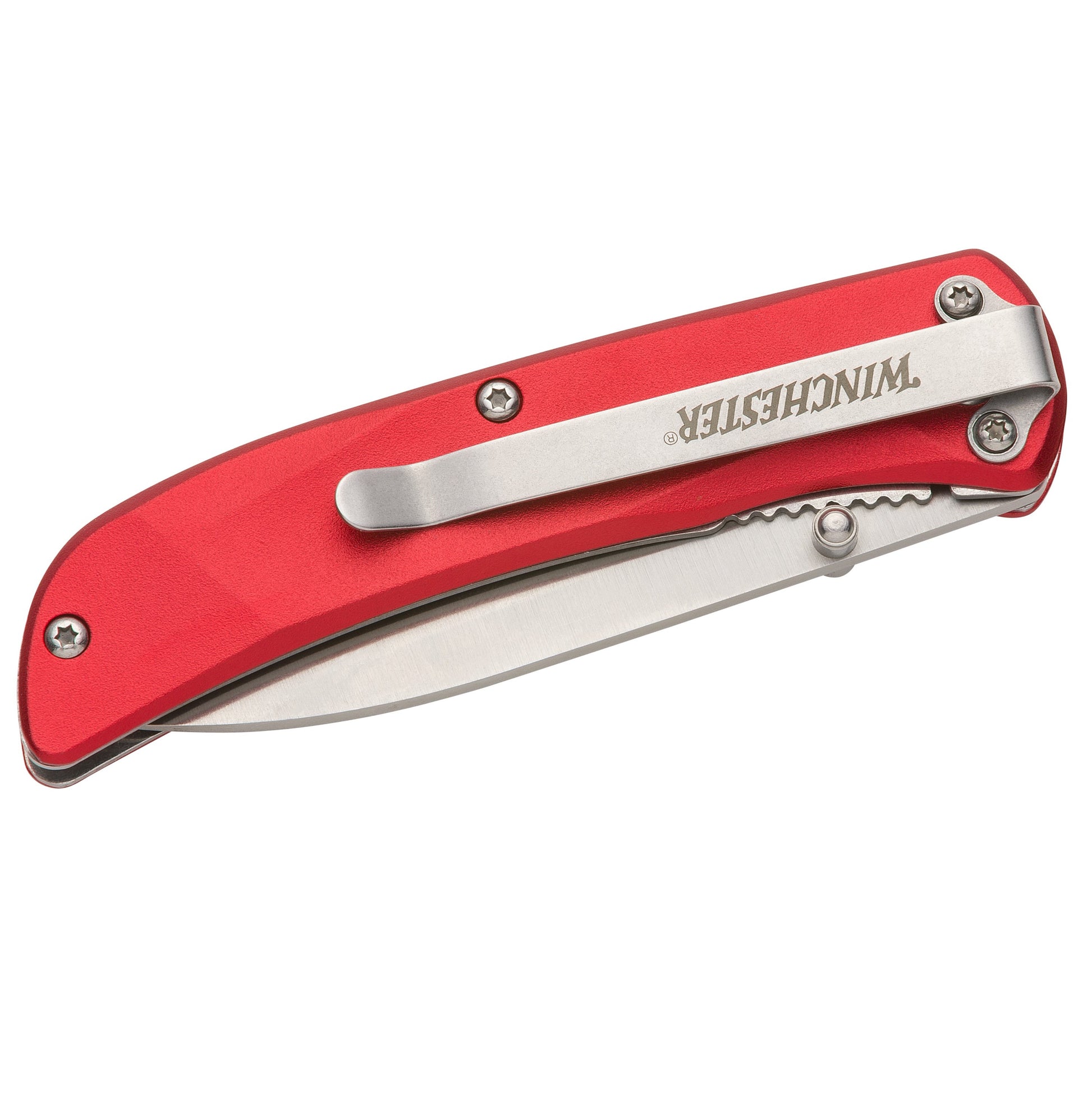 red aluminum folding knife closed