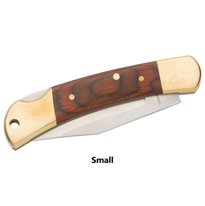 Wood Handle Lockback Knife Small Closed