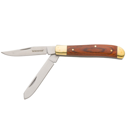 Wood Handle Trapper Knife Open